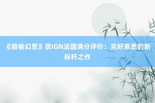 《暗喻幻思》获IGN法国满分评价：完好意思的新标杆之作