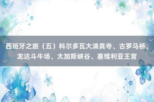 西班牙之旅（五）科尔多瓦大清真寺、古罗马桥、龙达斗牛场、太加斯峡谷、塞维利亚王宫