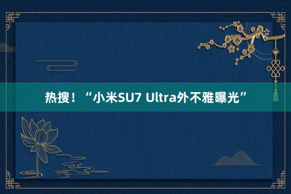 热搜！“小米SU7 Ultra外不雅曝光”