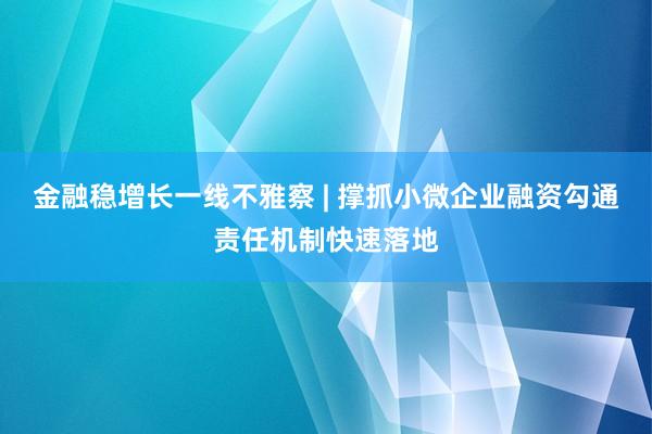 金融稳增长一线不雅察 | 撑抓小微企业融资勾通责任机制快速落地